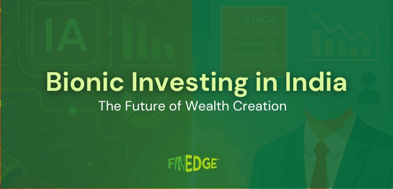 Person using a digital tablet with stock market graphs, symbolizing bionic investing in India and the future of personalized wealth creation by FinEdge.          Ask ChatGPT