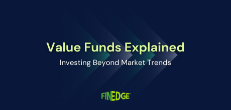 Value funds explained graphic with investment theme and market trends background