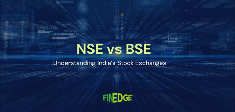 Illustration representing NSE and BSE with a digital stock market interface symbolising India’s major stock exchanges and financial market infrastructure