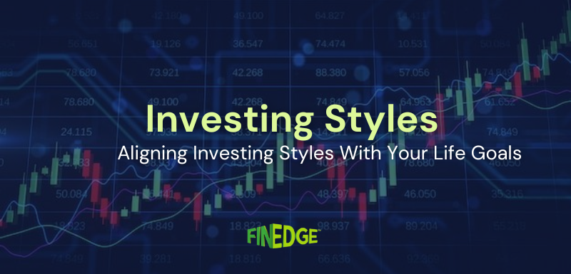 Stacked coins with percentage symbols representing different investing styles like growth and value, symbolizing how investment strategies align with financial goals.