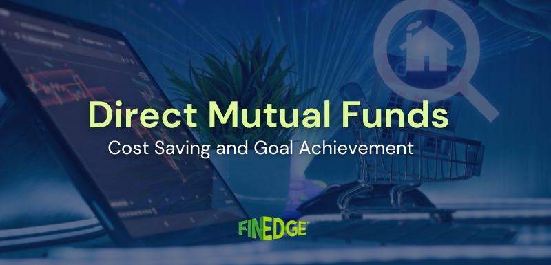 Visual illustrating direct mutual funds concept, highlighting cost saving and goal achievement in smart investing decisions.
