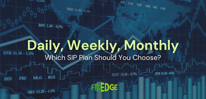Comparison of Daily, Weekly, and Monthly SIP investment plans with stacked coins and rising graph showing financial growth – Which SIP frequency is best for investors?