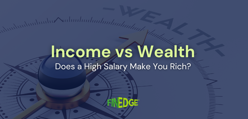 Income vs wealth illustration showing compass pointing toward financial growthIncome vs wealth illustration showing compass pointing toward financial growth