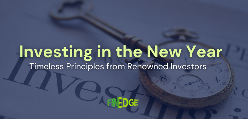 Investing in the new year concept with clock and key symbolising timeless principles from renowned investors