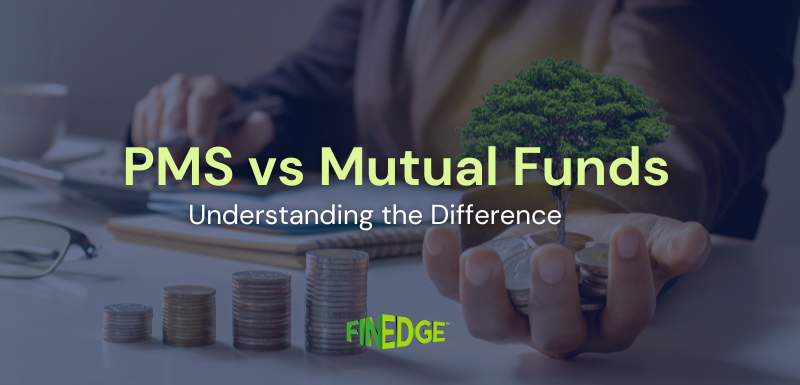PMS vs Mutual Funds comparison showing stacked coins and a small tree held in hand, symbolising long-term wealth growth and different investment approaches.