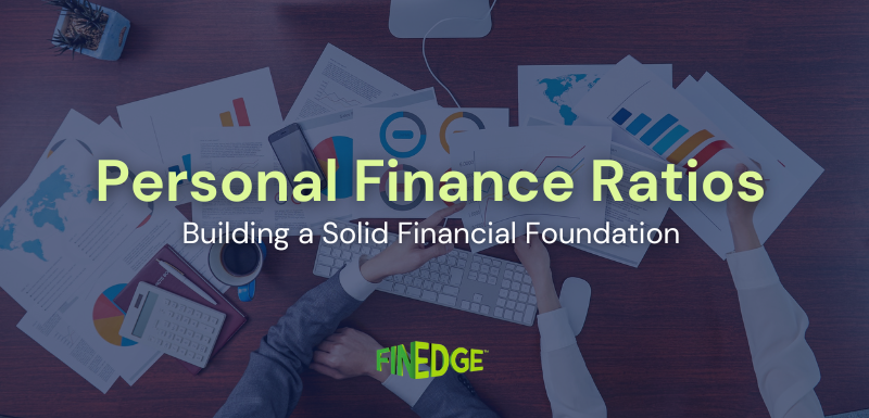 A white background with colourful graphs and charts showcasing the importance of understanding personal finance ratios before investing.