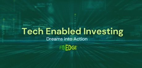 Illustration promoting FinEdge’s Dreams into Action investing platform, highlighting how technology can turn financial dreams into action through goal-based investing.