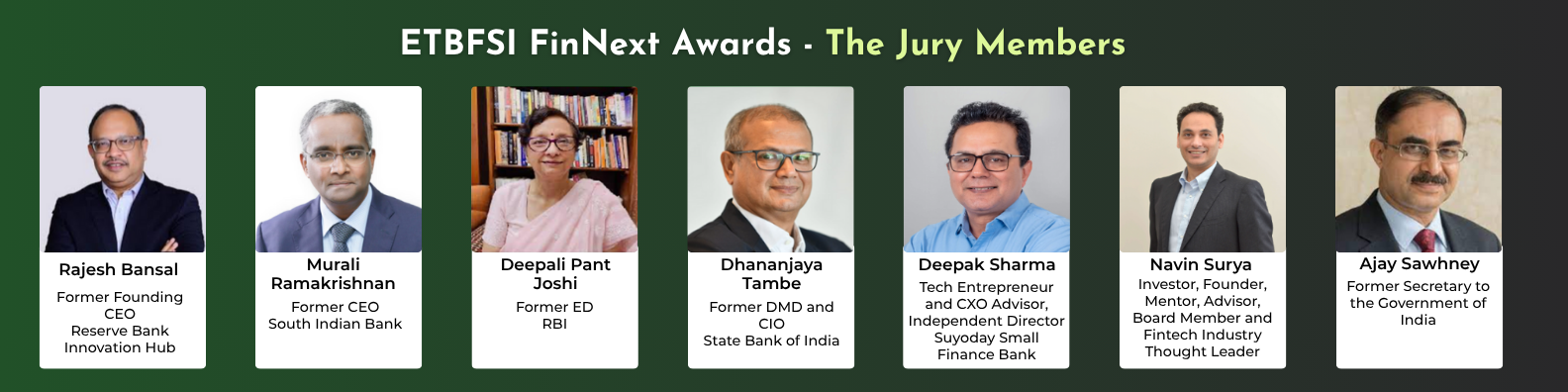 Jury panel of ET BFSI FinNext Awards 2025 featuring senior leaders from RBI, SBI, fintech, and government, who evaluated innovations in wealth planning.